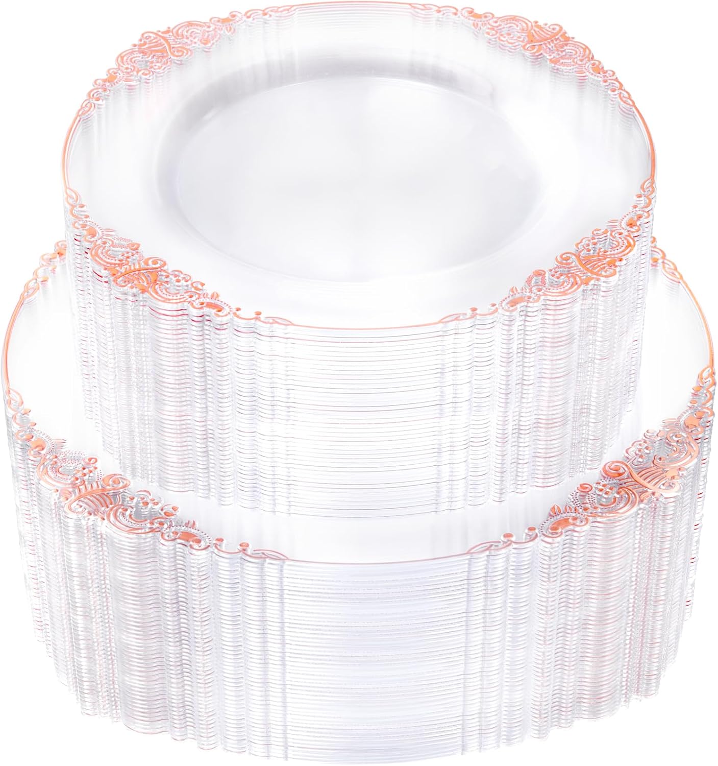 102PCS Rose Gold Plastic Plates for Elegant Parties & Weddings