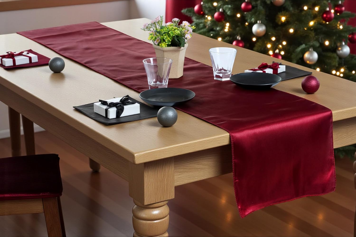 MDS Christmas Satin Table Runners - 15 Pack for Elegant Decor