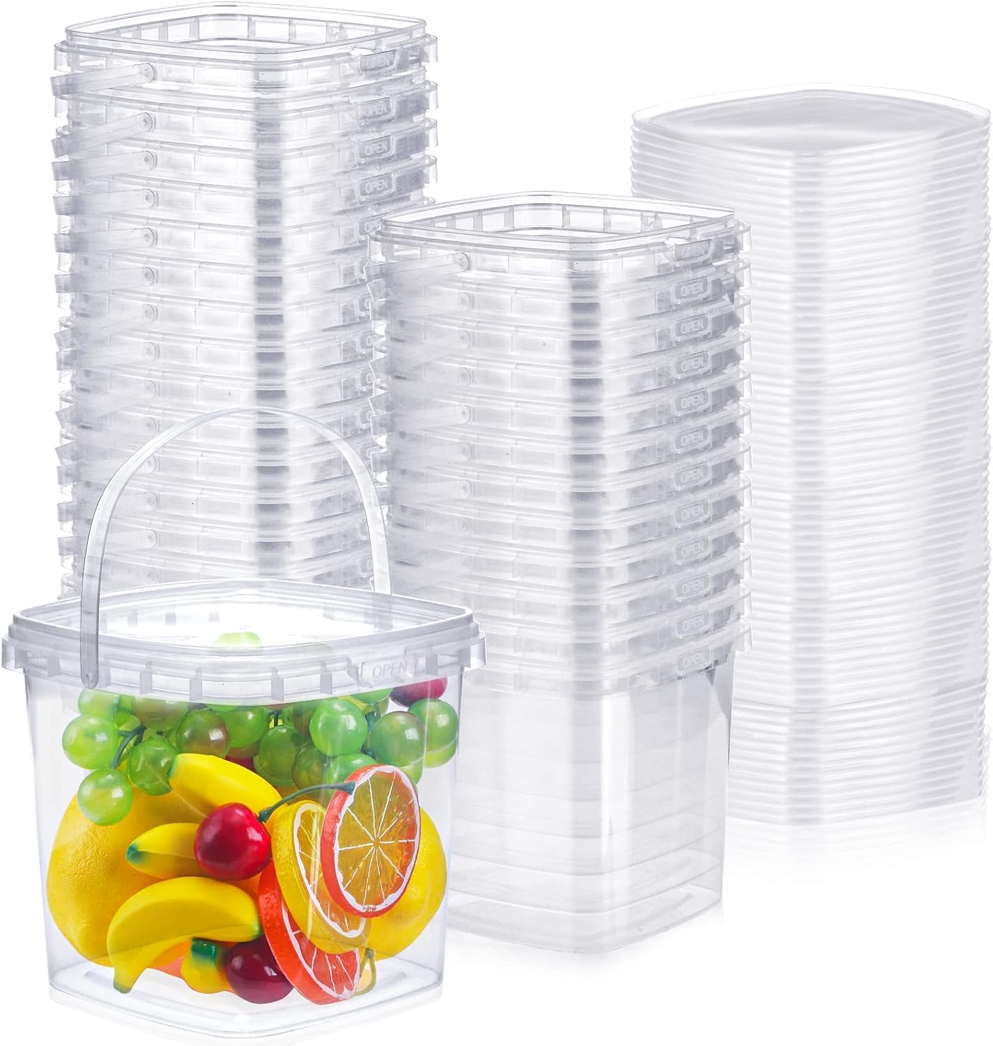 Square Deli Containers 68 oz - 50 Pack Clear Food Storage