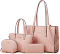 Women Synthetic Leather 4pcs Handbag Tote Set - Spacious Organizer