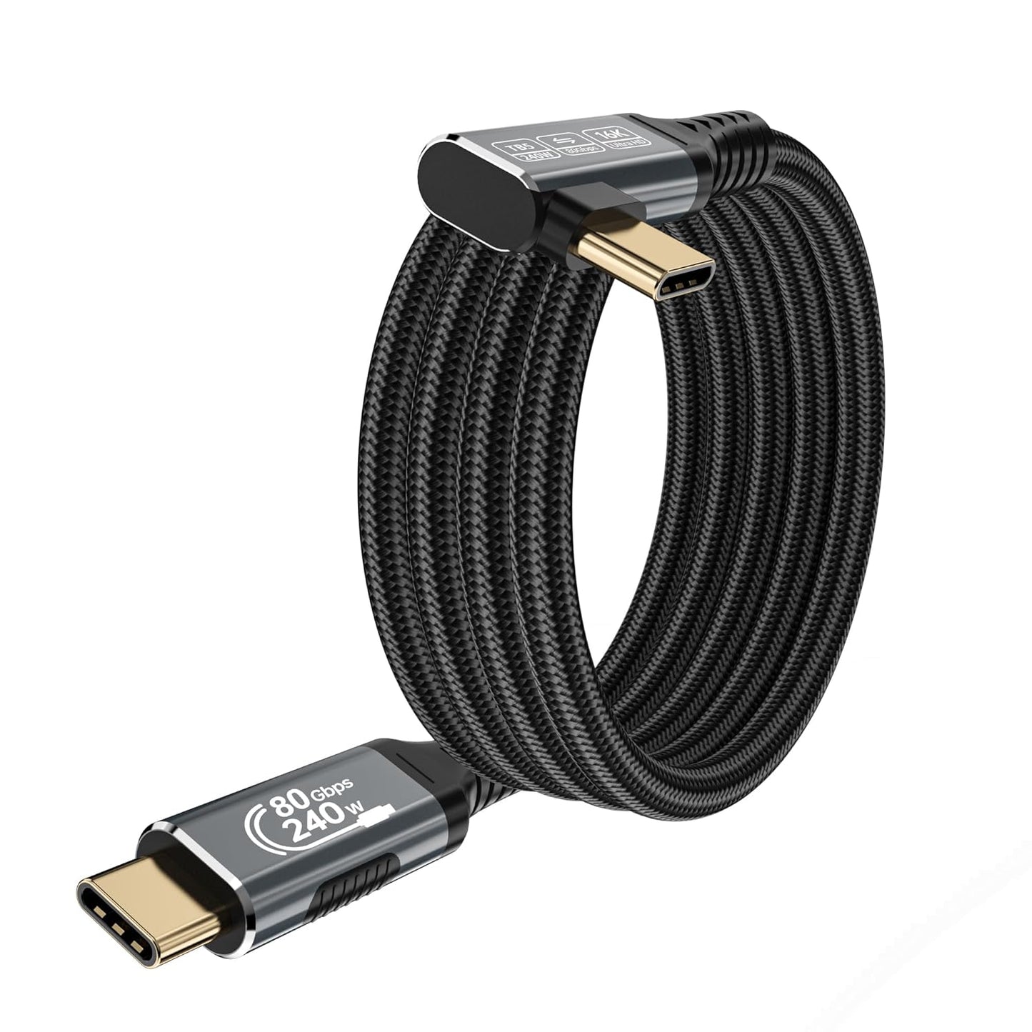 240W USB C Cable for Thunderbolt 5 with Right Angle Design