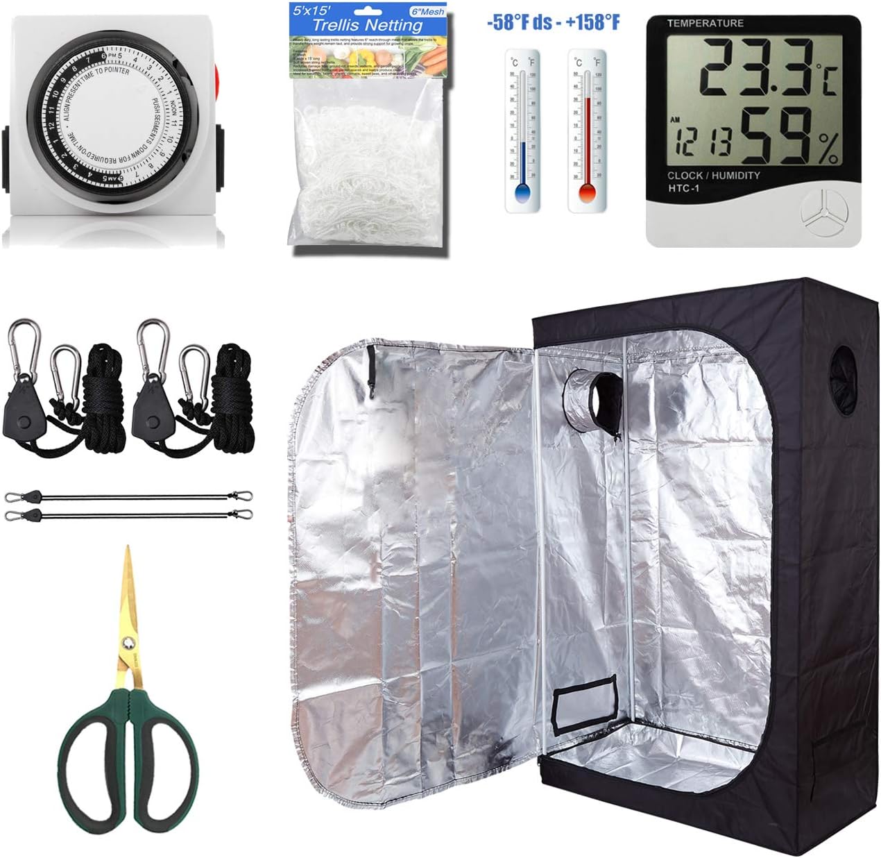 Hydroponic Grow Tent Kit + 5 Garden Supplies Set | CDMALL