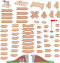 Wooden Train Tracks 68 Pcs Expansion Pack - Large Variety for Builders
