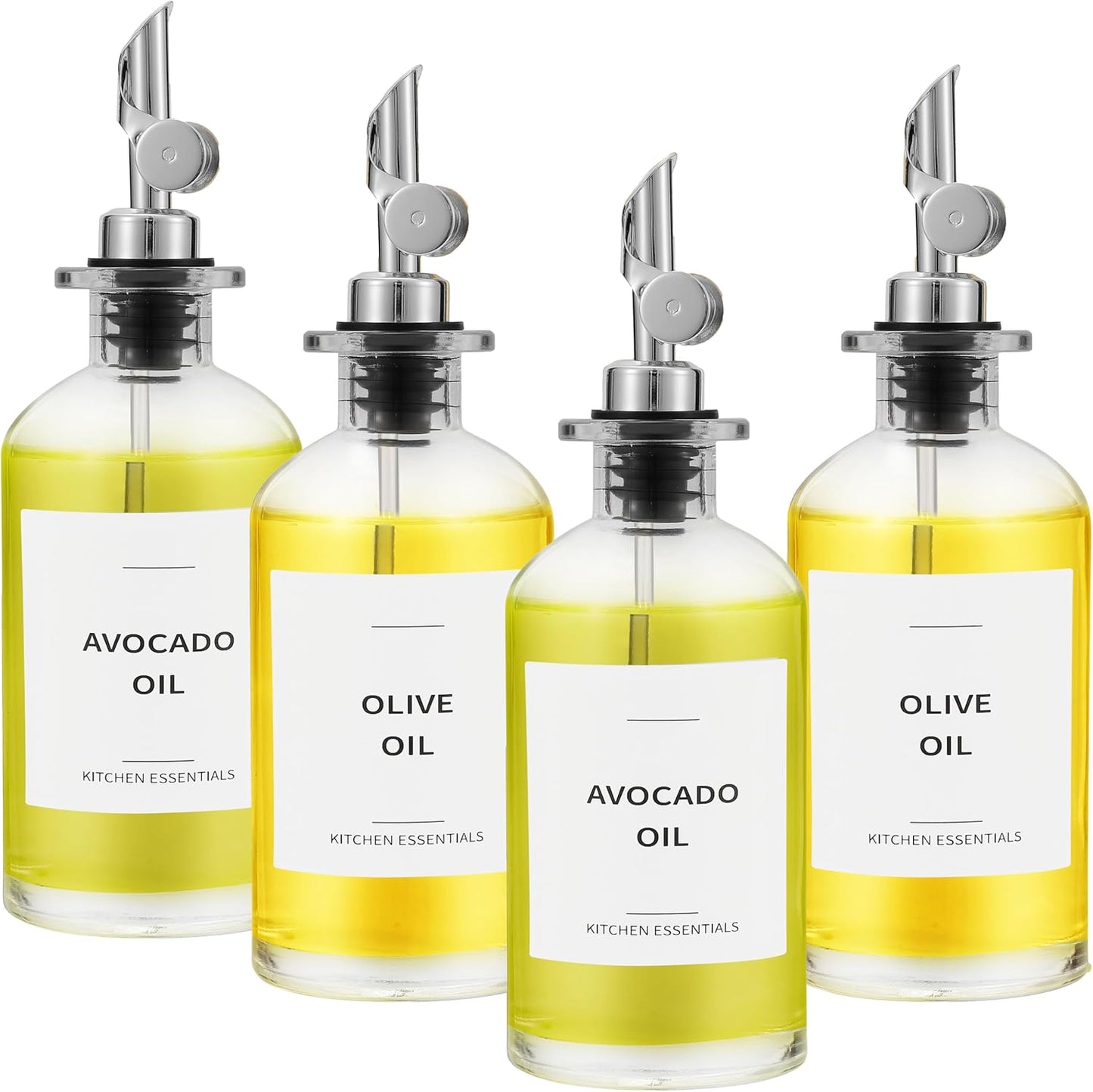 Olive Oil Dispenser Bottle with Labels for Kitchen Essentials
