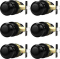 Probrico Interior Door Knob for Hallway - 6 Pack Modern Black