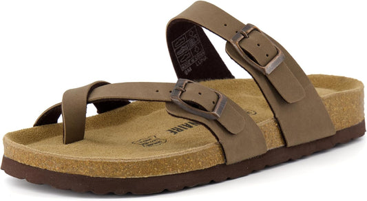 CUSHIONAIRE Women's Luna Cork Footbed Sandal for Everyday Comfort