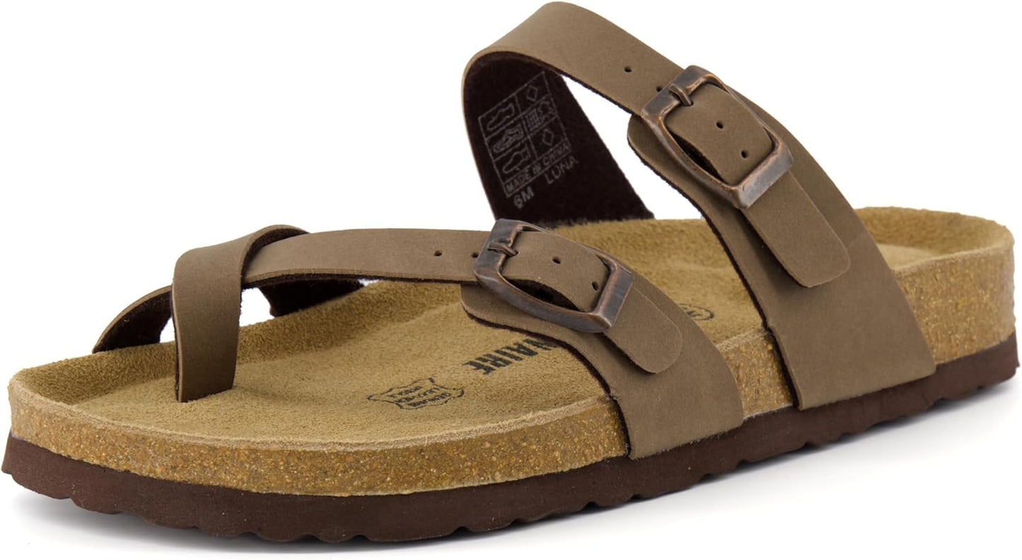 CUSHIONAIRE Women's Luna Cork Footbed Sandal for Comfort