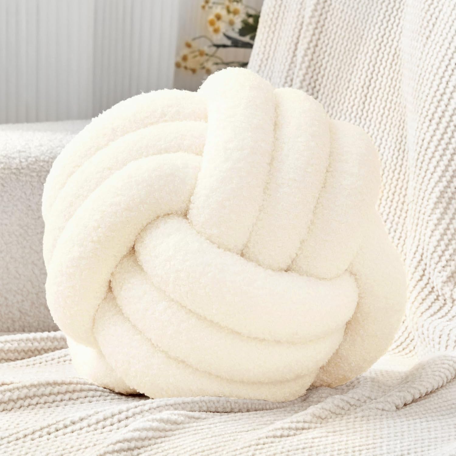 Petrella Knot Pillow Ball Round Throw Pillows for Home Decor