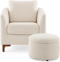 COLAMY Sherpa Accent Chair Set: Cozy Storage & Footrest