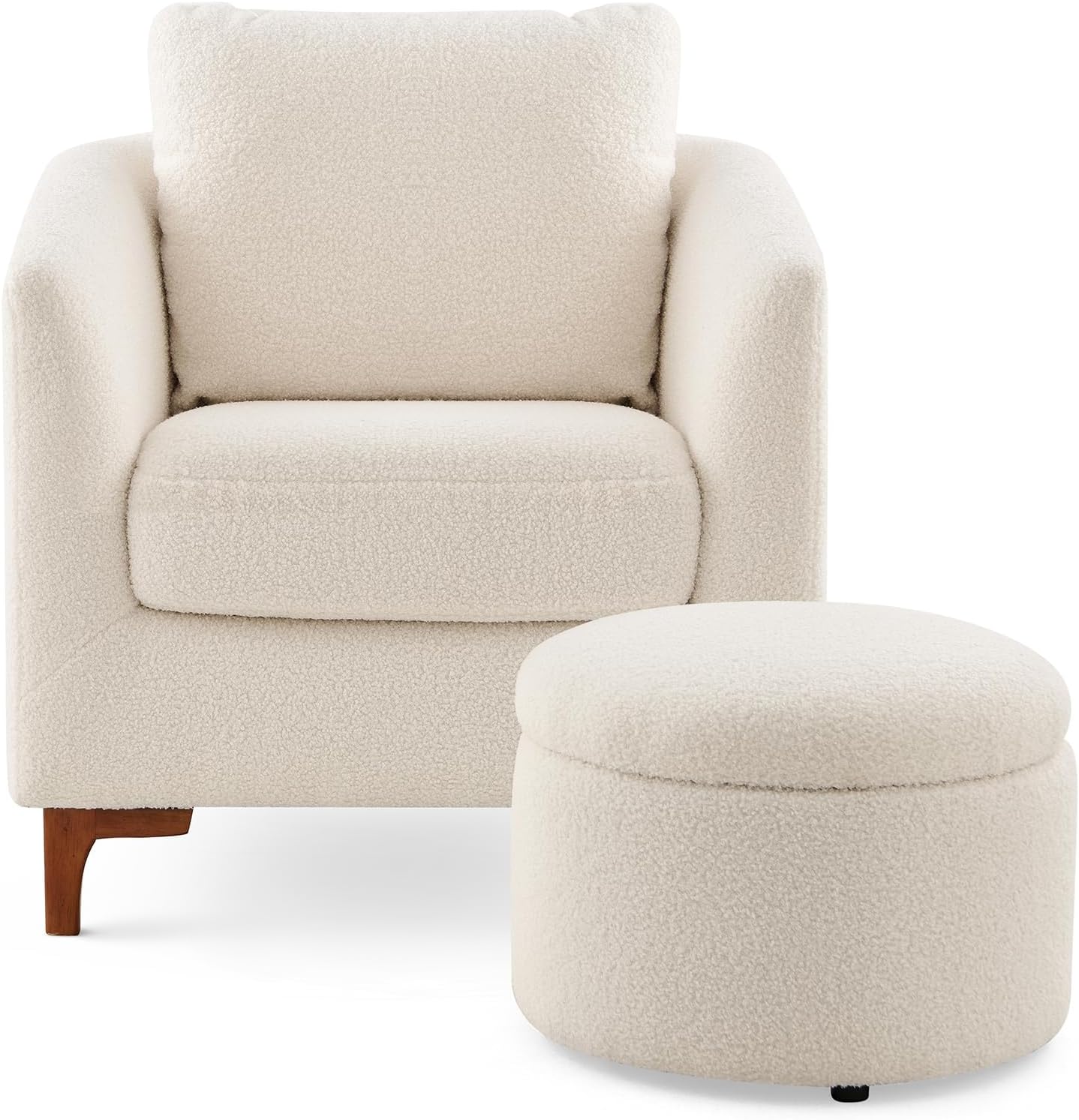 COLAMY Sherpa Accent Chair Set: Cozy Storage & Footrest