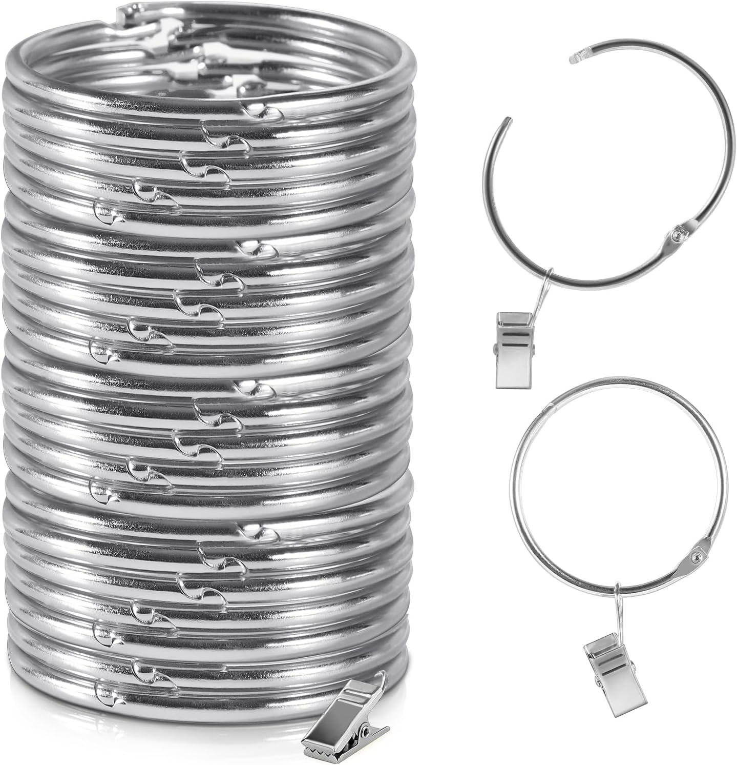 Rustproof Curtain Rings with Clips Set - Easy Drapery Hanging