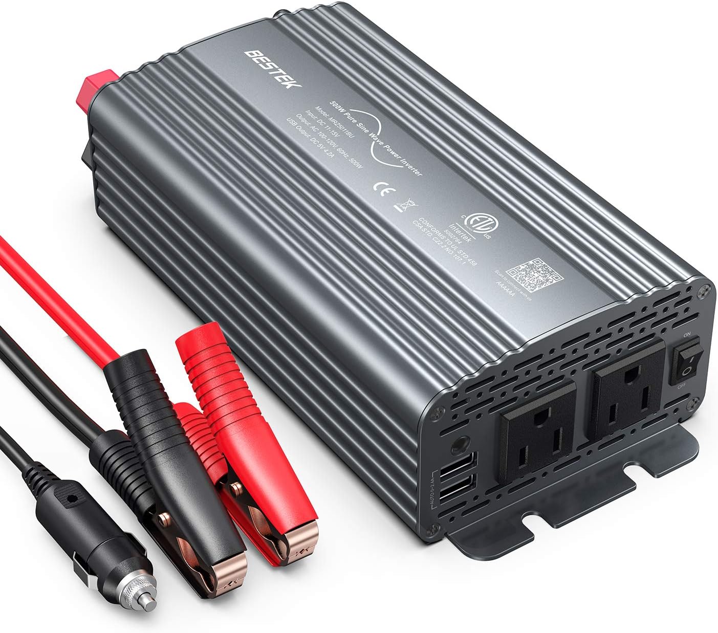 BESTEK 500W Pure Sine Wave Inverter for Car Charging Needs