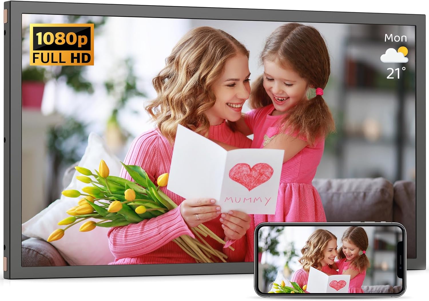 Large Digital Picture Frame 21.5in with WiFi and 32GB Storage