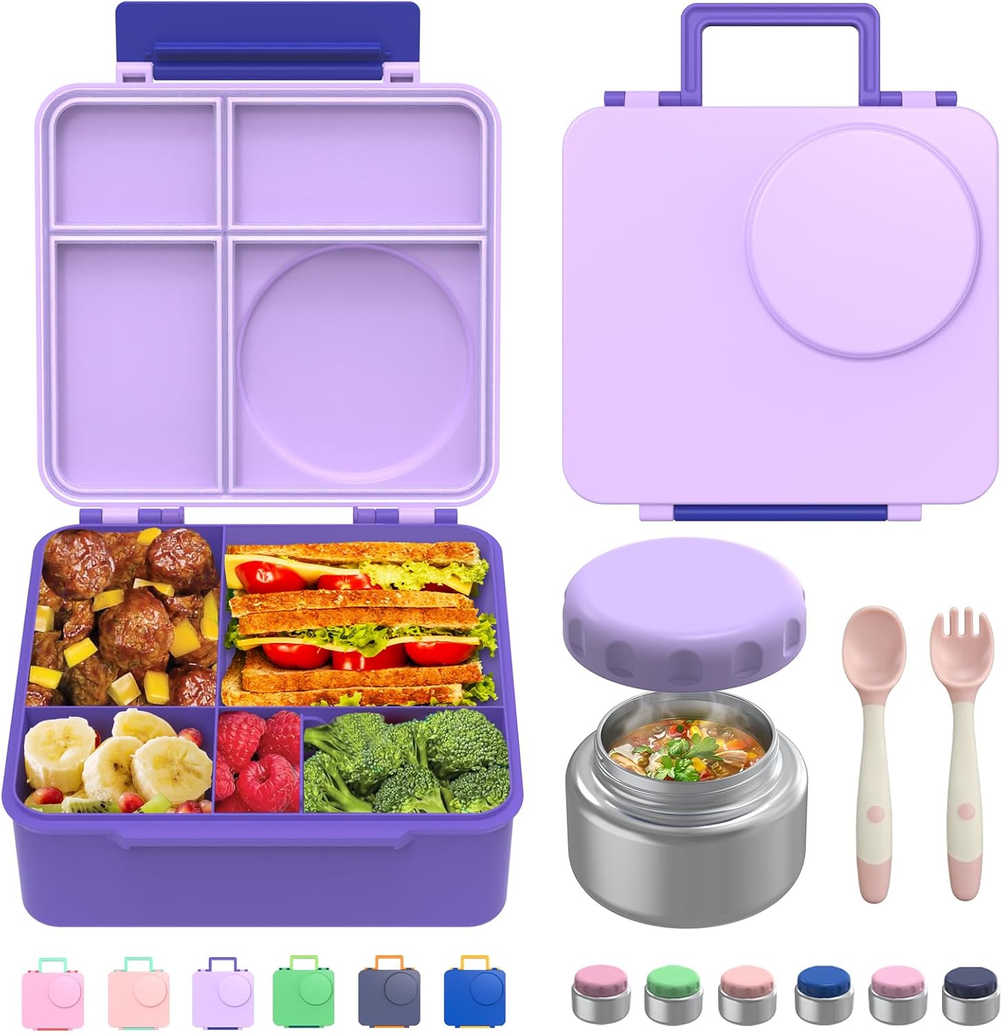 Bento Box for Kids - Leak-Proof Lunch Box with Thermos Jar