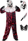 Kids Creepy Killer Clown Costume Set for 6-16 Years - 4 Piece