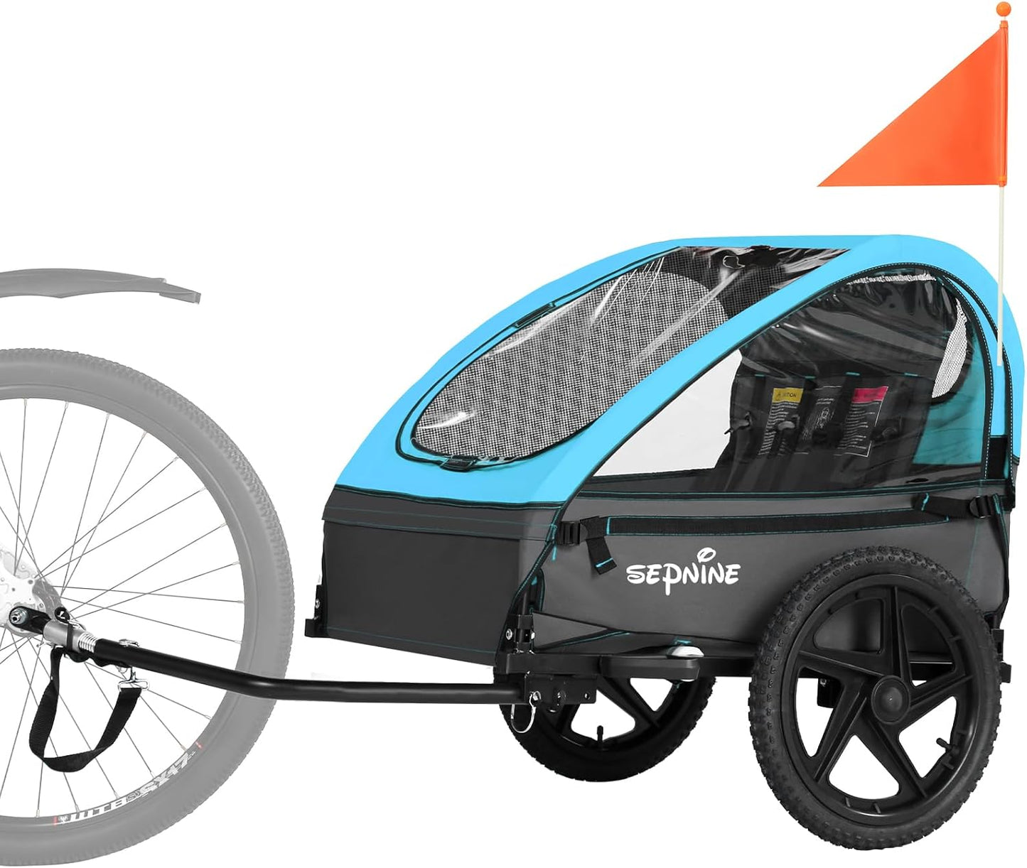 Sepnine Kids Bike Trailer for 1 to 2 Kids, Foldable and Safe
