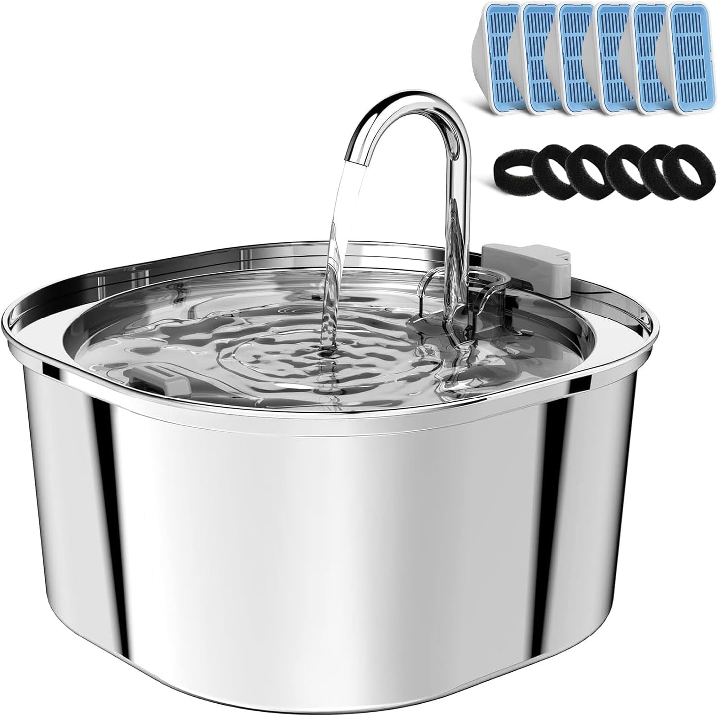 PEKTACO Cat Water Fountain - 3.2L Stainless Steel Pet Dispenser