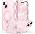 iPhone 15 Case for Women Chalk Pink - 360 Spin Magnetic Stand
