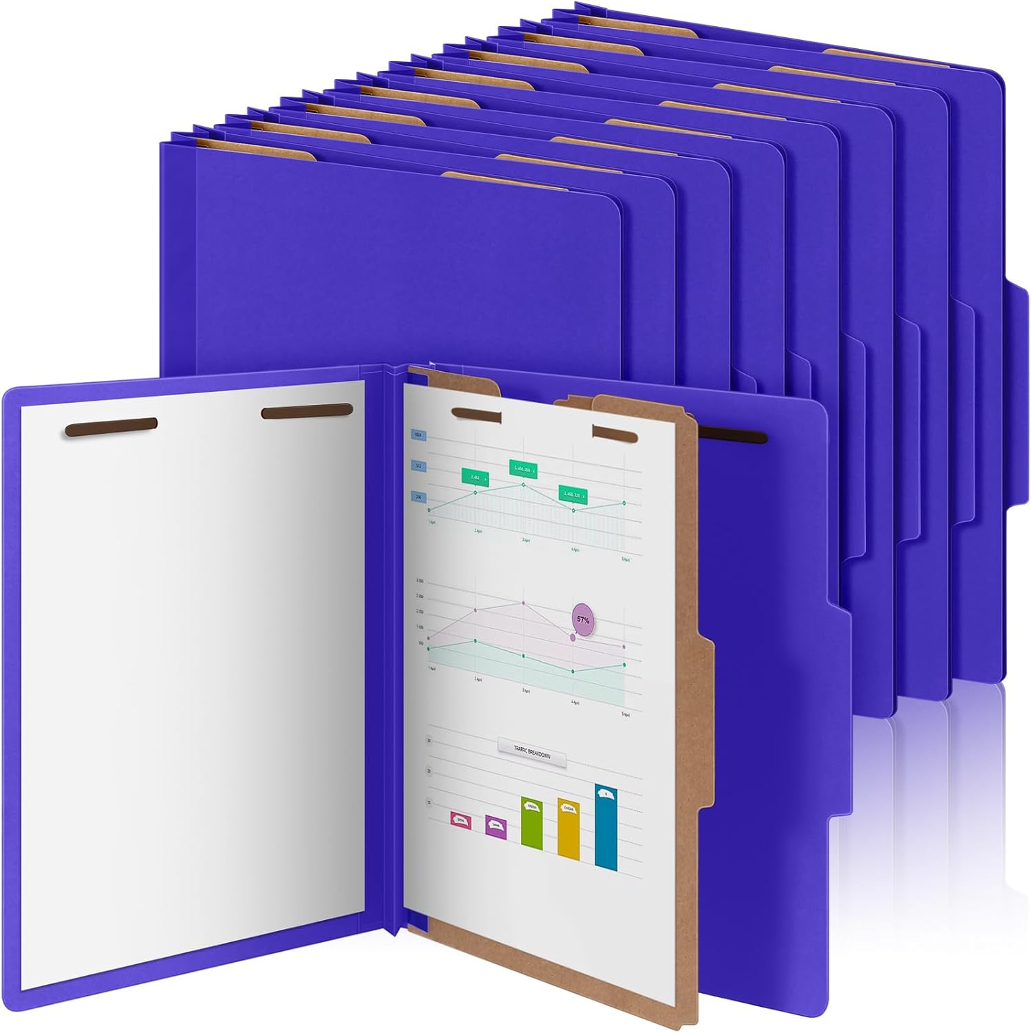 24 Pcs Purple Classification Folders with Dividers and Fasteners