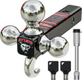 Trailer Hitch Tri-Ball Mount with Hook & Pin - Durable Tow Option