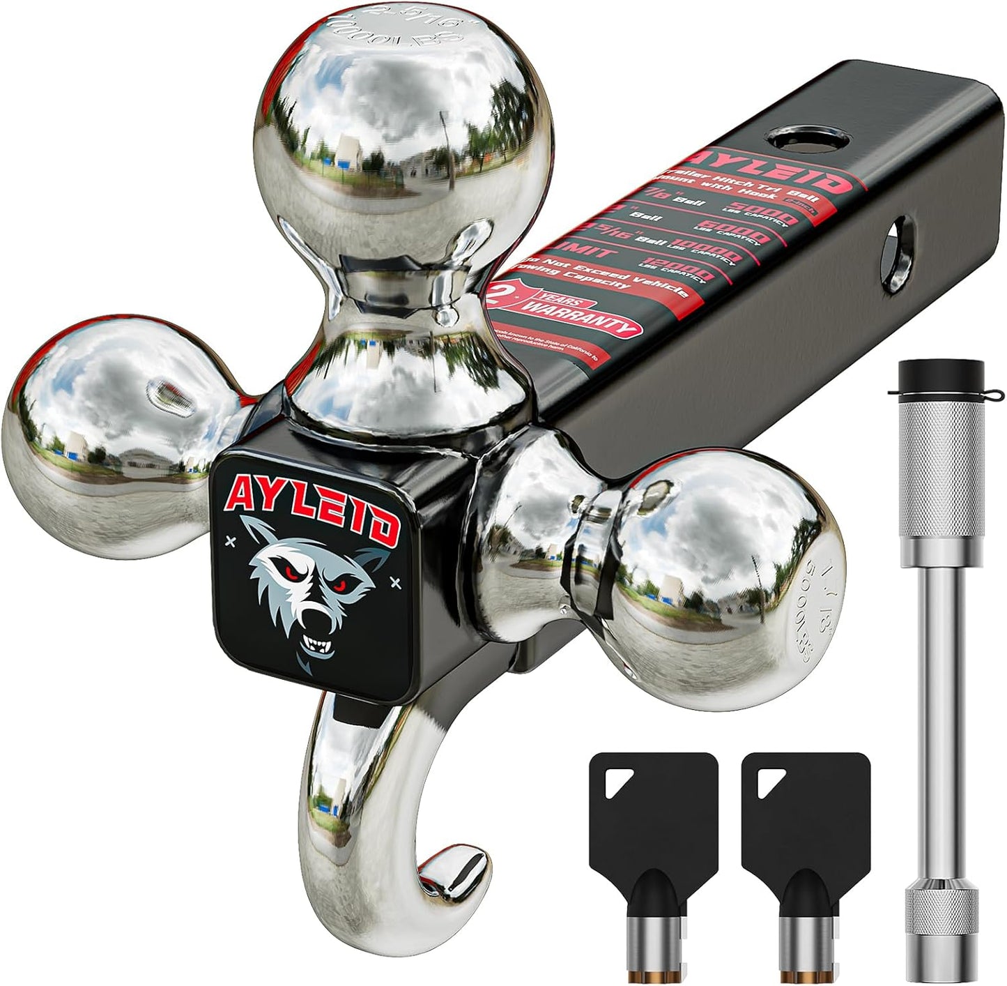 Ayleid Trailer Hitch Tri-Ball Mount for Heavy Duty Towing