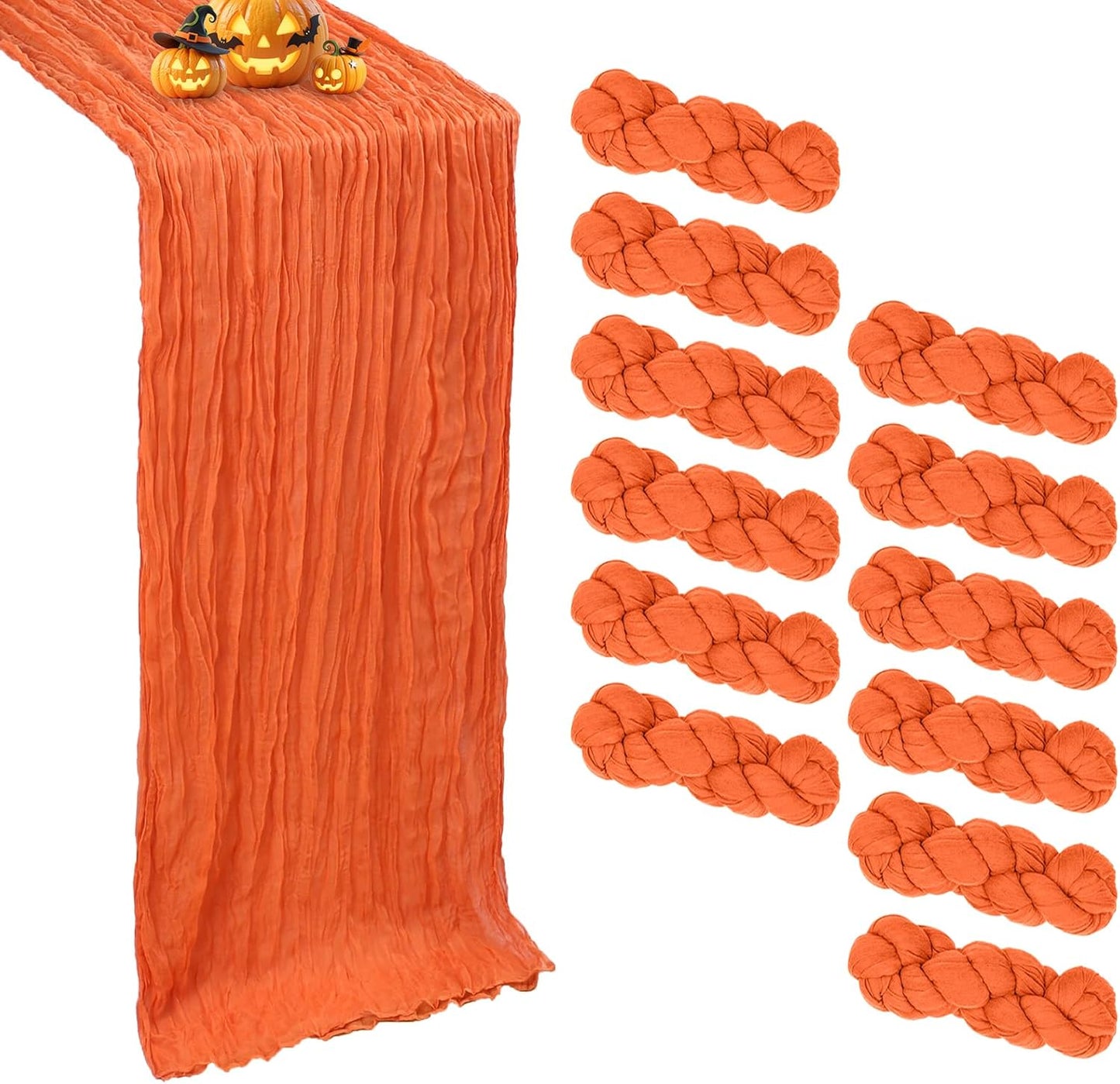 12 Pack Orange Cheesecloth Table Runner for Fall Decor Events