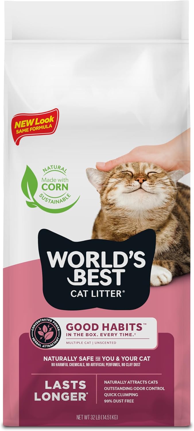 World's Best Cat Litter: Natural Plant-Based Attractant 32lb