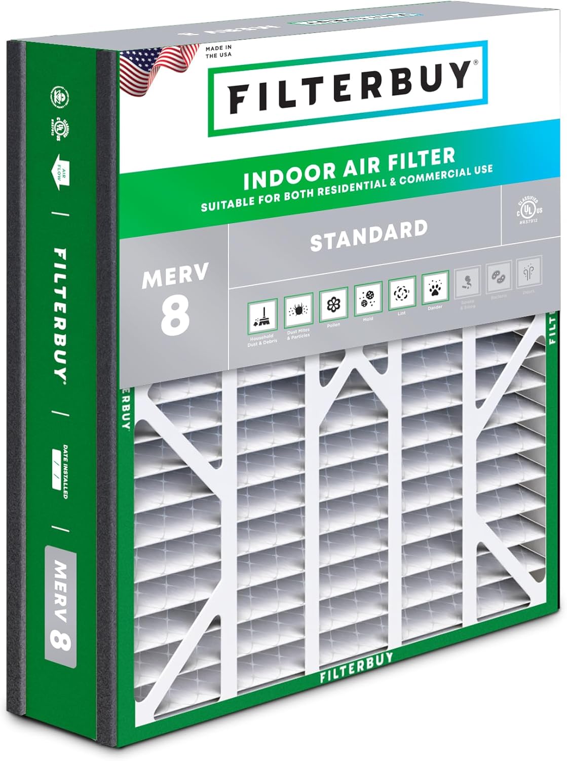 Filterbuy 20x20x5 Air Filter MERV 8 for Dust & Allergy Defense