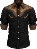 COOFANDY Men's Western Cowboy Shirt Embroidered Button Down - Casual