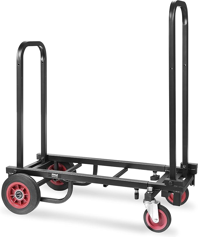 Pyle Compact Folding Adjustable Equipment Cart - 8-in-1 Design