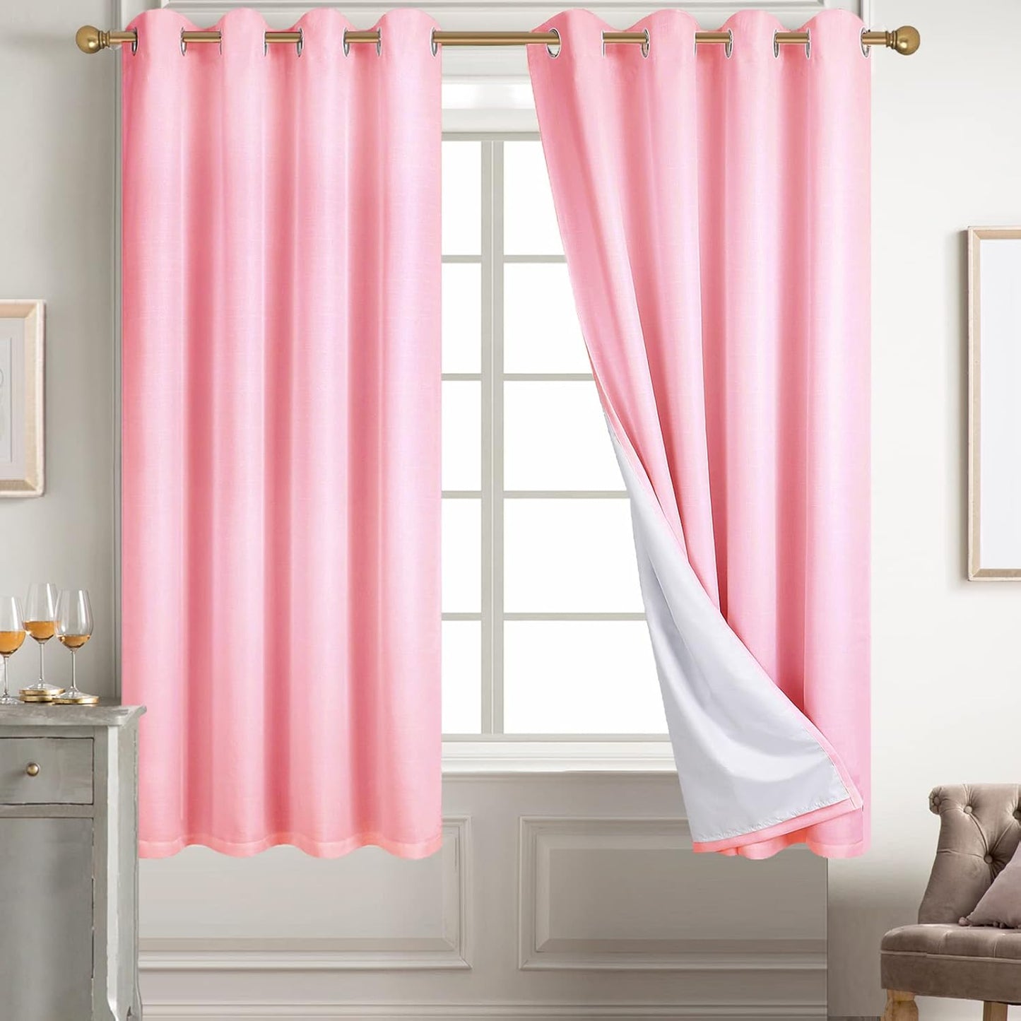 Diraysid 100% Blackout Curtains for Bedroom - Elegant Linen Drapes