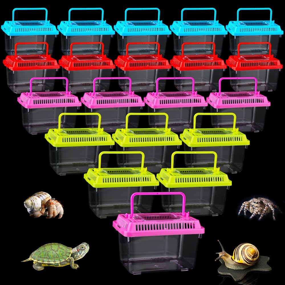 20 Pack Small Plastic Reptile Carrier for Tarantulas and More