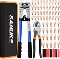 Battery Cable Lug Crimping Tool Kit with Cutter and 60 Ring Terminals