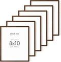 8x10 Picture Frame Set of 6 - Dark Wood Brown Frames for Walls