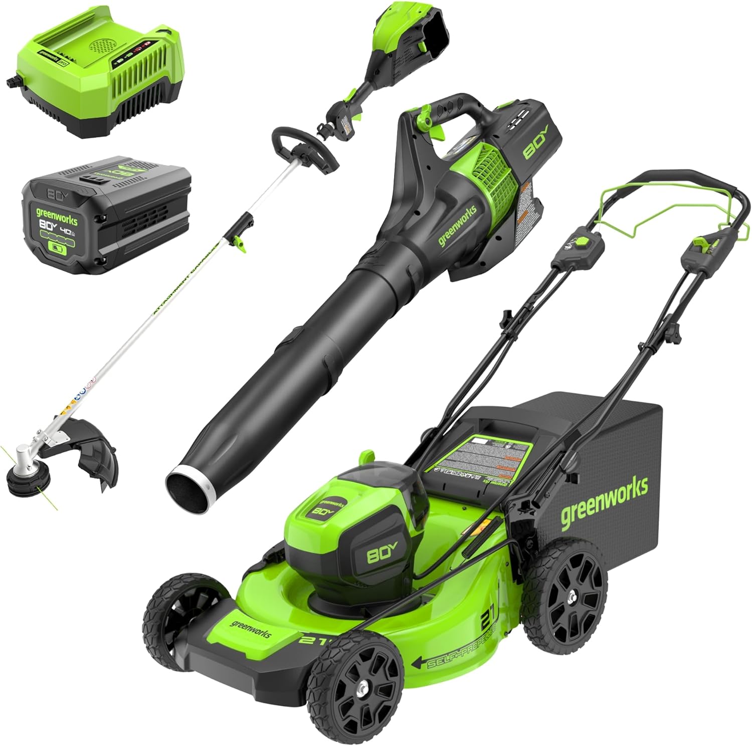 Greenworks 80V Cordless Electric Lawn Mower and Leaf Blower Combo