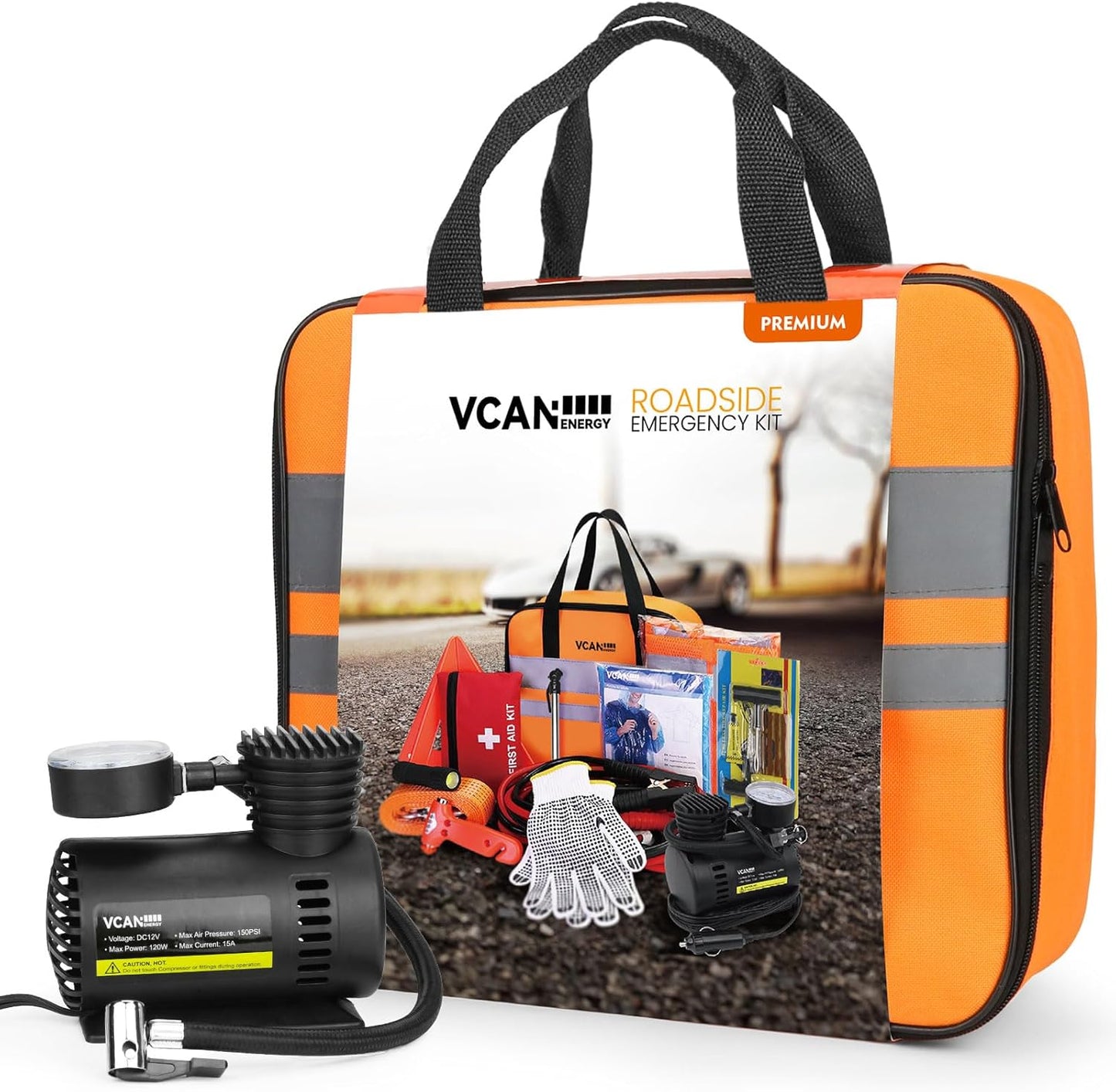Essential Car Safety Kit w/ Air Compressor - VCANENERGY