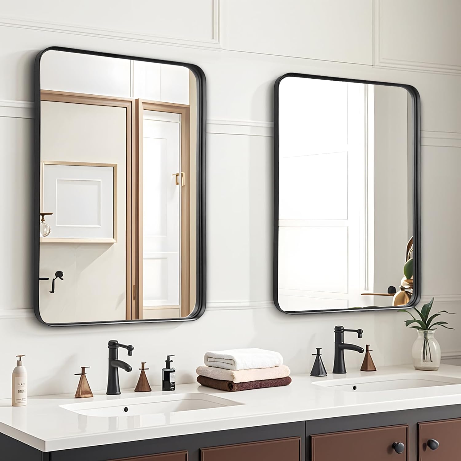 Fabuday 2-Pack Black Bathroom Mirrors for Stylish Decor