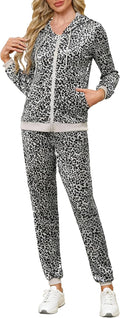 Womens 2 Piece Velvet Sweatsuit Set Long Sleeve Zip Up Track Suit