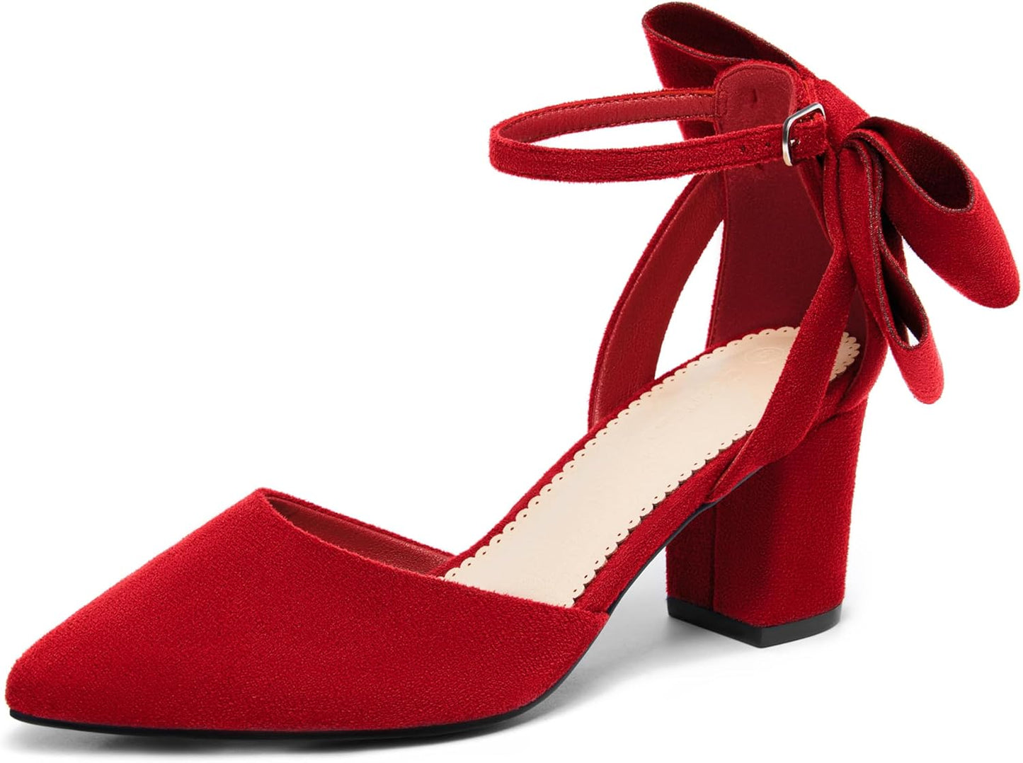 Coutgo Womens Chunky Heels Ankle Strap D'Orsay Pumps for Weddings