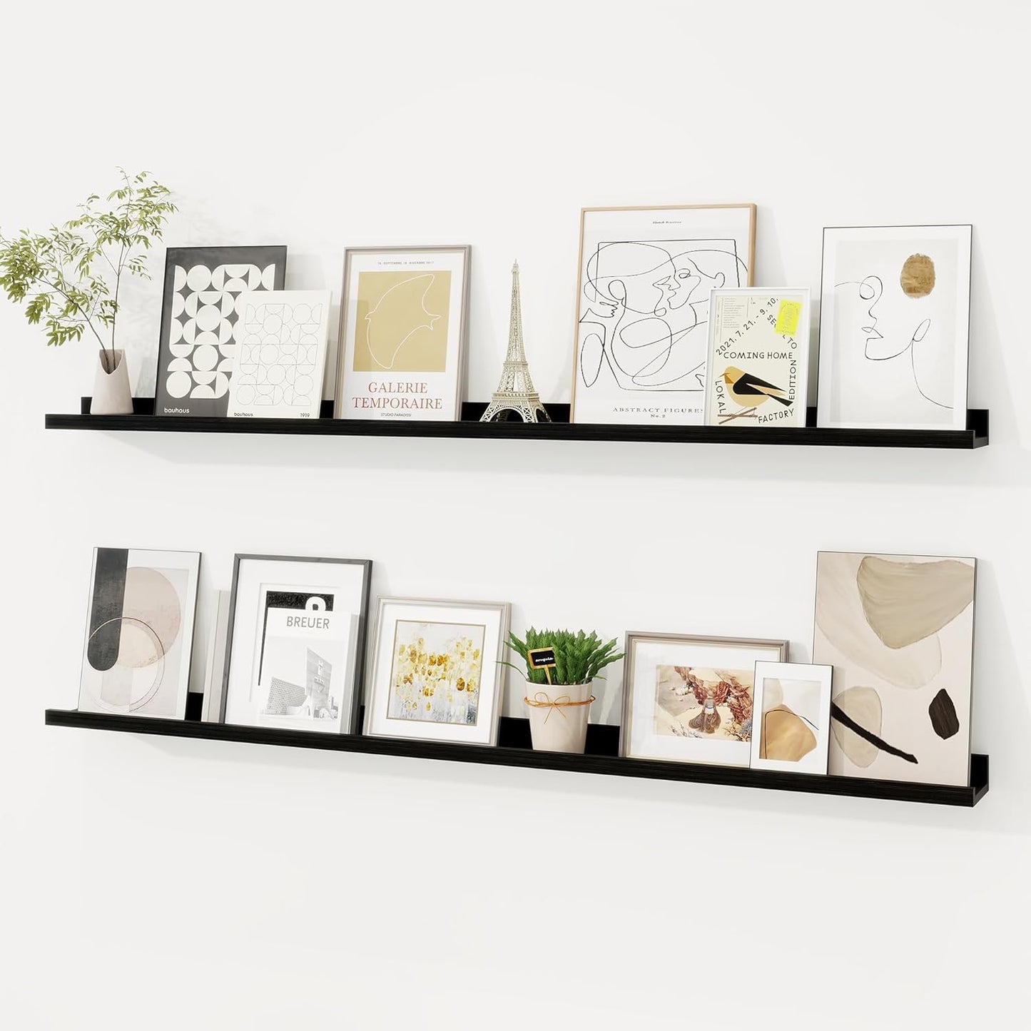 Picture Ledge Shelf Set of 2, 48in Solid Wood for Kids Decor