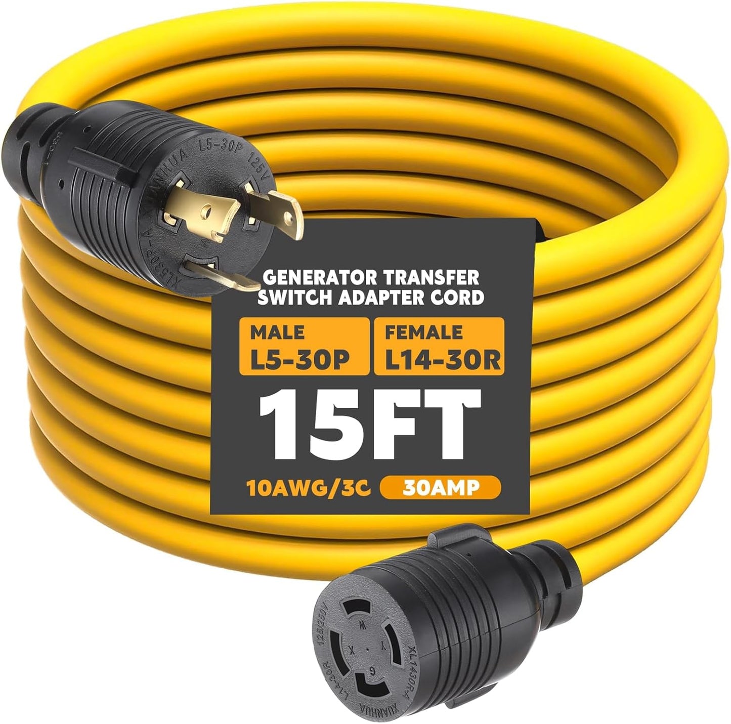 15ft Generator Transfer Switch Adapter Cord for Safe Power Use