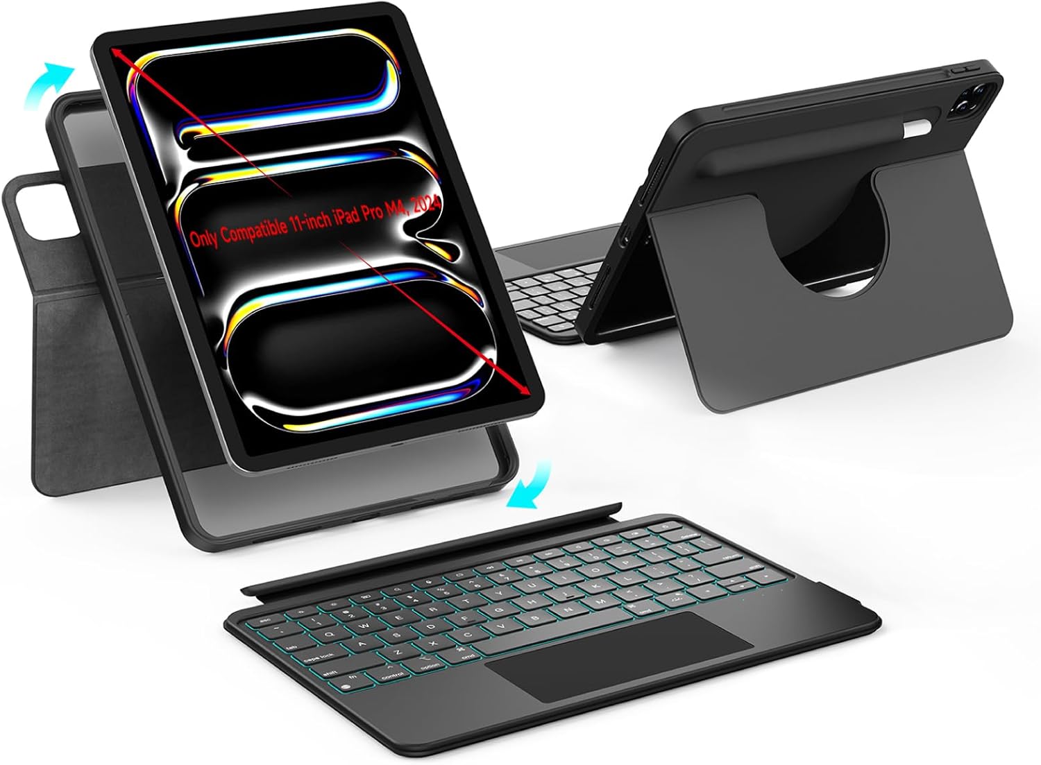 360 Rotatable Magnetic Keyboard Case for 11-inch iPad Pro M4 2024
