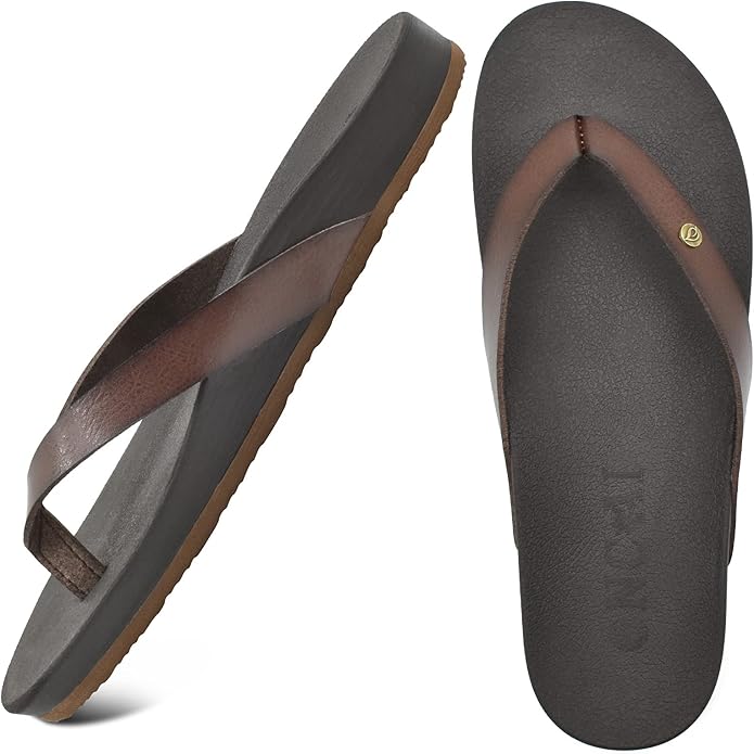 ONCAI Womens Flip Flops Comfortable Leather Strap Casual Sandals