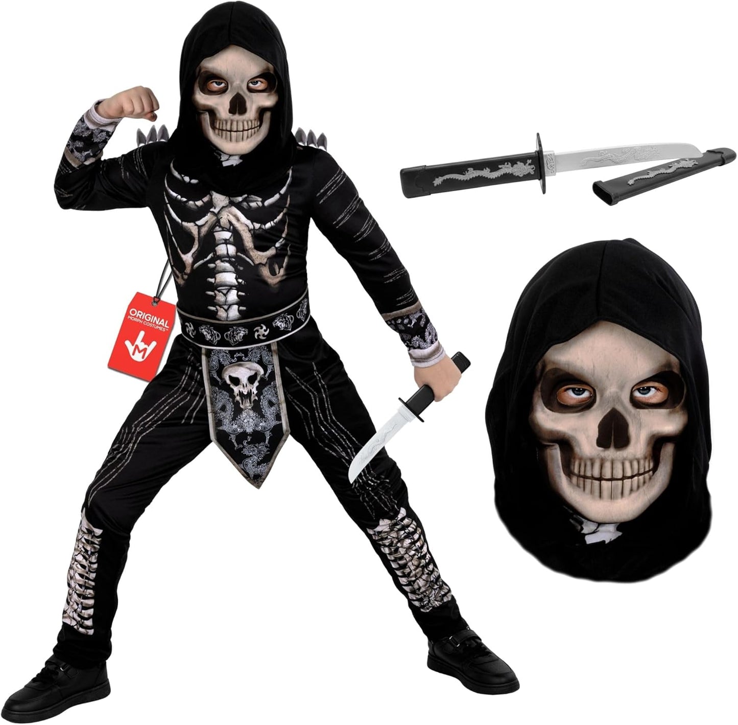 Morph Skeleton Costume for Kids - Scary Ninja Halloween Fun
