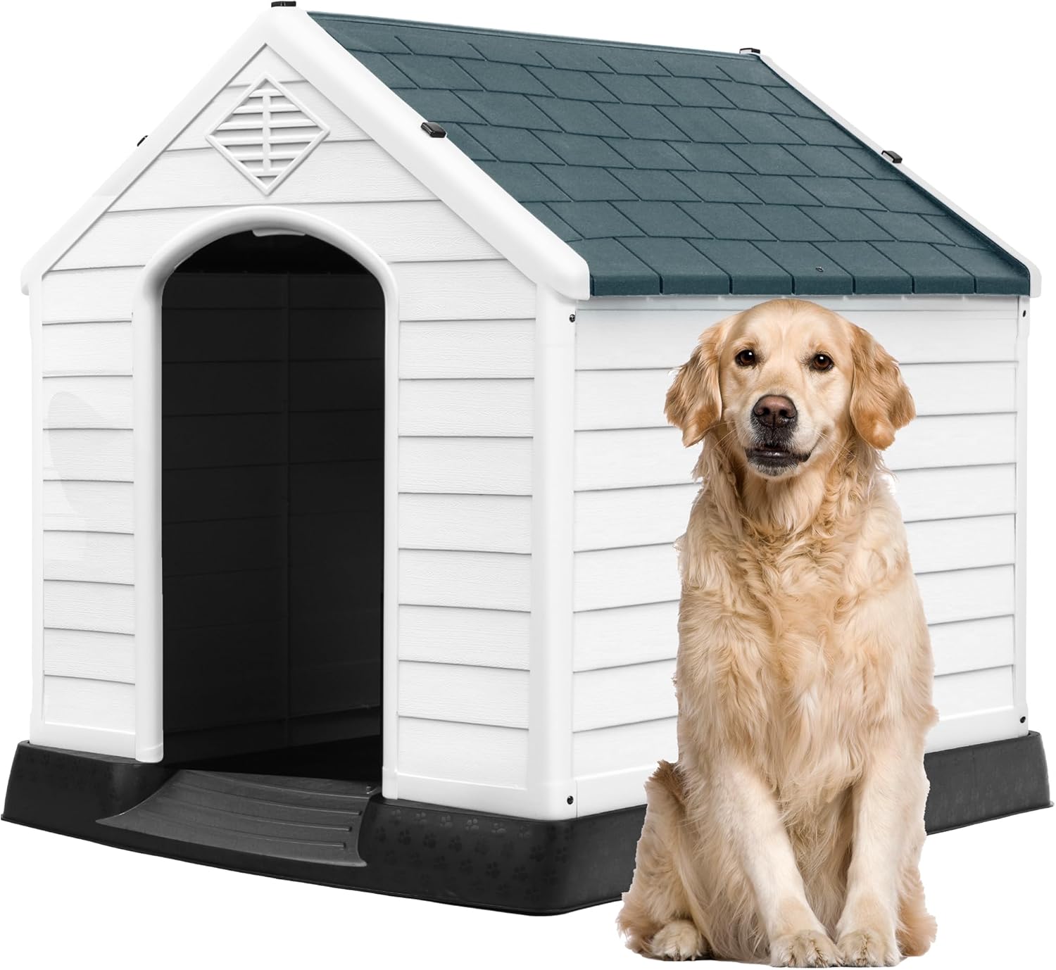 DWVO Plastic Dog House: Weatherproof Indoor Outdoor Shelter