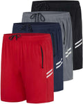 Men's Mesh Athletic Zipper Shorts 4 Pack - Comfortable Workout Basics