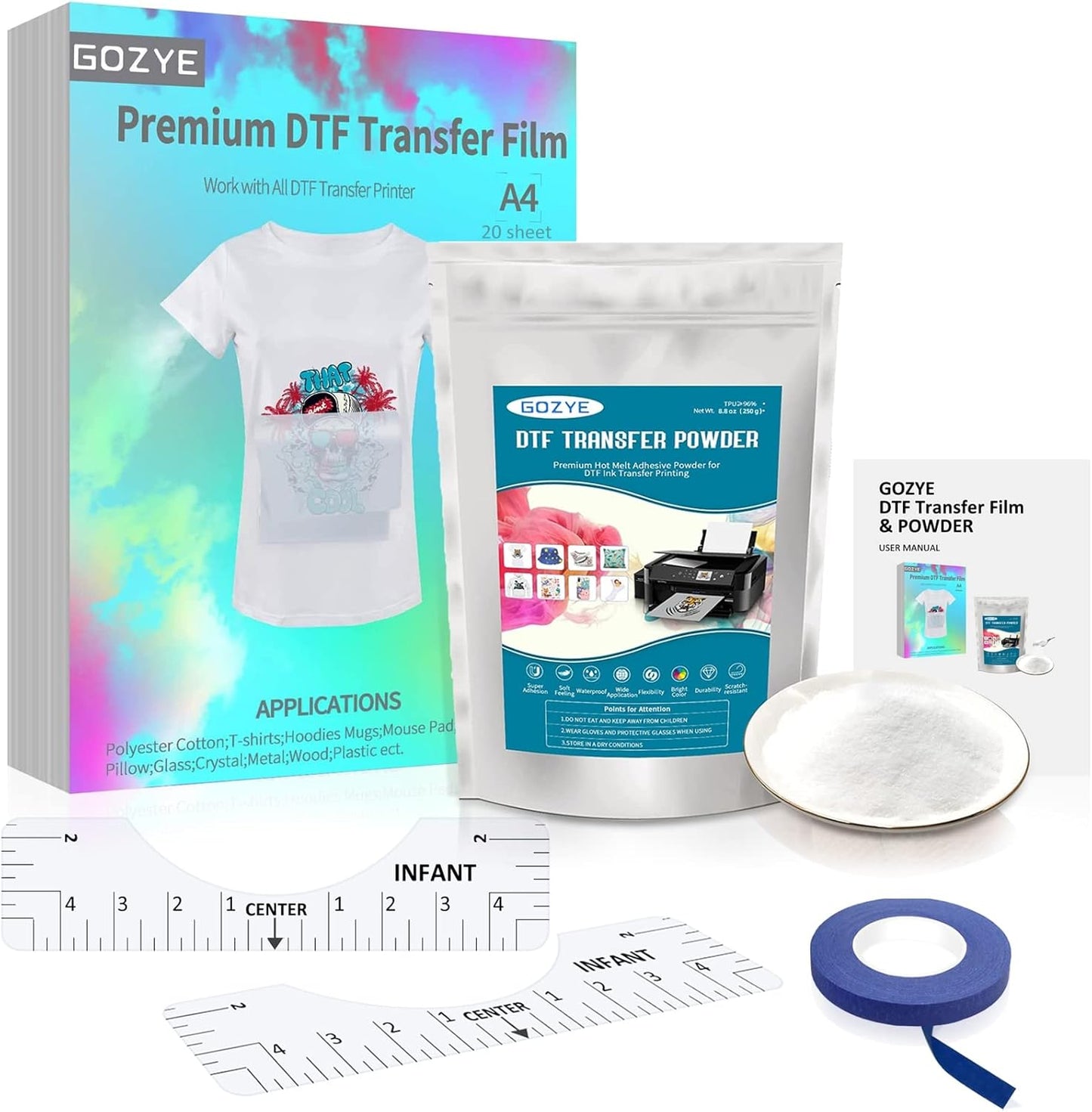DTF Transfer Film & Powder Set - Print Perfectly on T-shirts!
