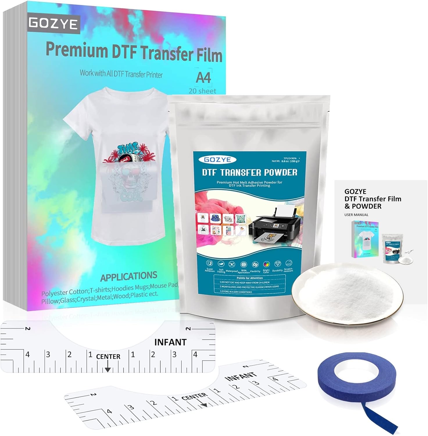 DTF Transfer Film & Powder Set - Print Perfectly on T-shirts!