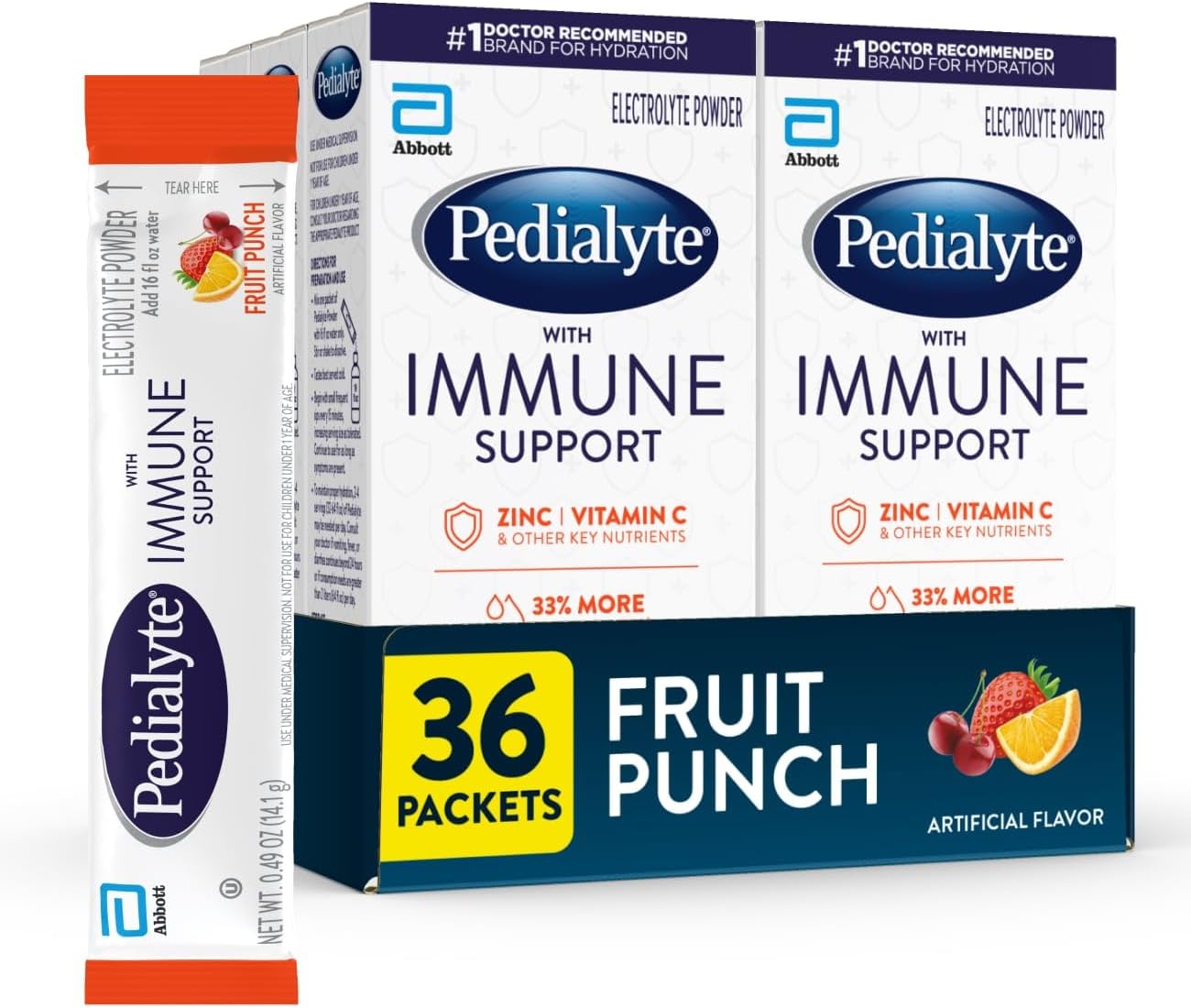 Pedialyte Electrolyte Drink Powder with Immune Support Benefits