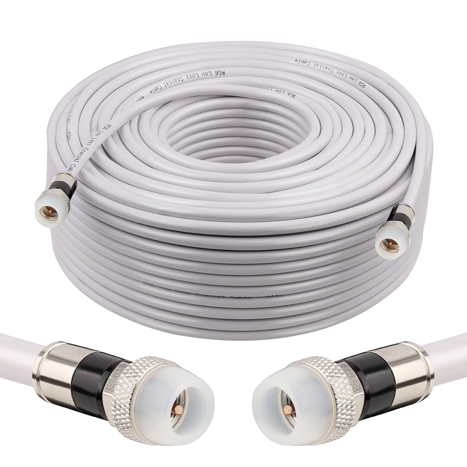 150FT RG6 Coaxial Cable for Digital TV and High-Speed Internet